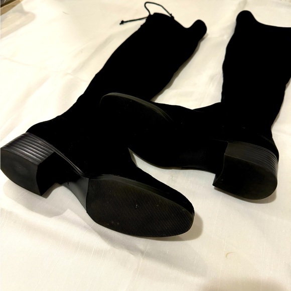 Zara Black Over the Knee Block Heel boots Sz 41 - Picture 8 of 10